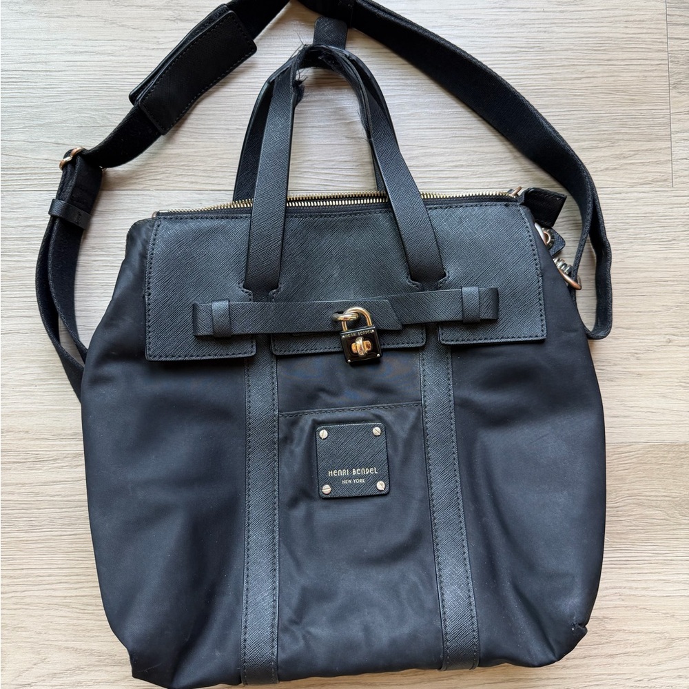 Henri Bendel Black Jetsetter Nylon Backpack *READ DESCRIPTION*